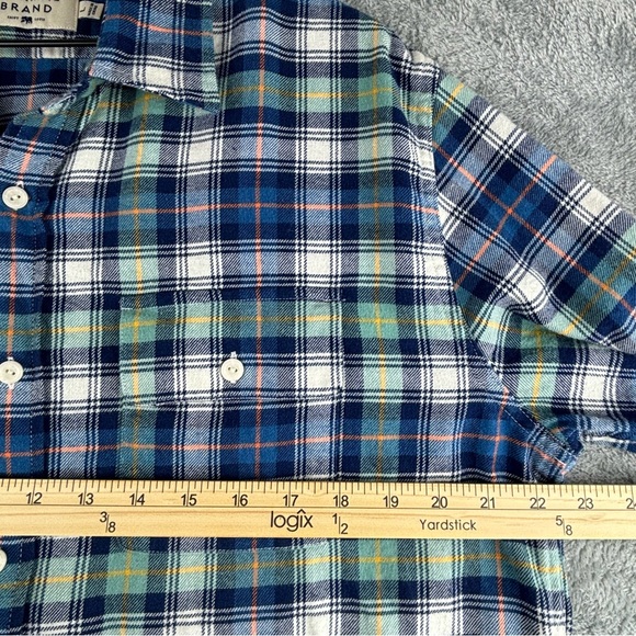 The Normal‎ Brand Shirt Adult Large Blue Green Plaid Flannel Button Up Pockets - Picture 10 of 13